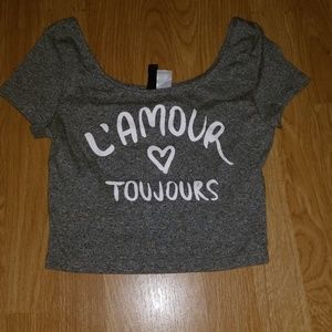 grey & white crop top